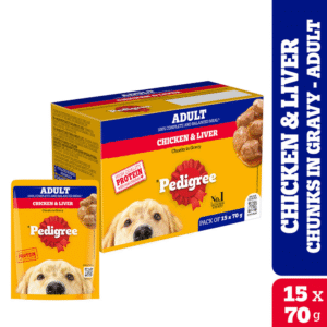 Pedigree Chicken and Liver Chunks in Gravy Adult Dog Wet Food (70g) - 120x70g