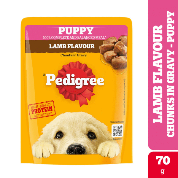 Pedigree Lamb Flavour Chunks in Gravy Puppy Wet Food - 120x70g