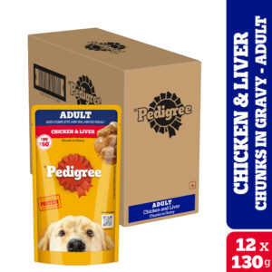 Pedigree Chicken and Liver Chunks in Gravy Adult Dog Wet Food (130g) - 12x130g
