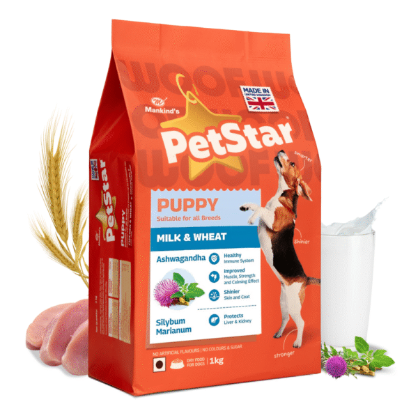 Mankind Petstar Milk and Wheat Puppy Dog Dry Food - 3kg