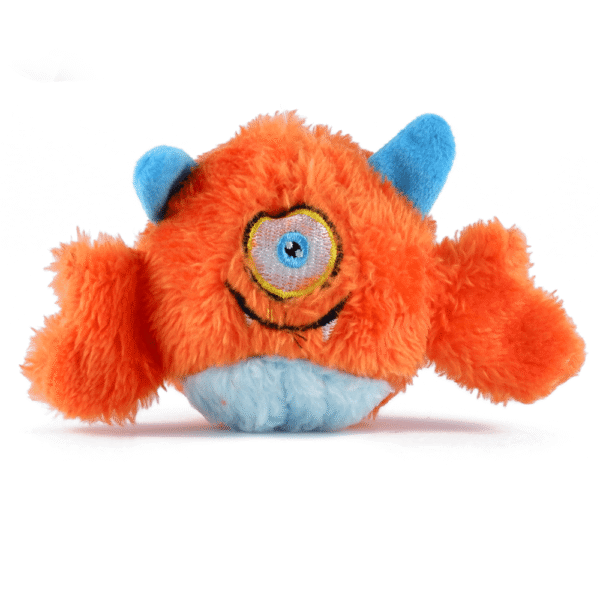 Basil Plush Monster Ball Toy with Squeaky Ball Inside for Dogs and Cats | For Medium Chewers (Orange) - 7cm