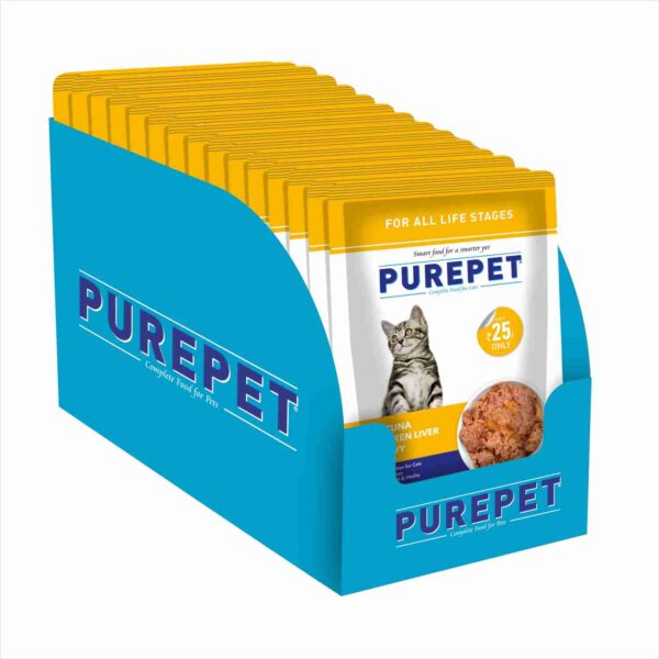 Purepet Real Tuna & Chicken Liver in Gravy Cat Wet Food - 60x50g