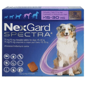 Boehringer Ingelheim Nexgard Spectra Tick & Flea Tablet (Afoxolaner & Milbemycin Oxime) (15 to 30kg) for Dogs - 3 Tablets
