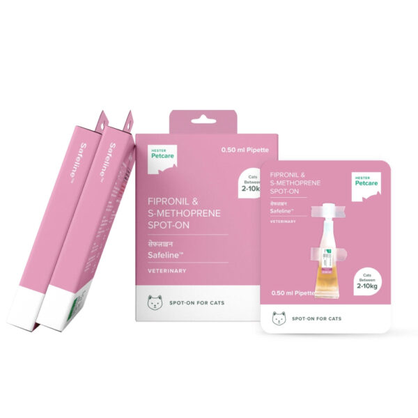 Hester Safeline Tick & Flea Spot On (Fipronil & S Methoprene) for Cats Between 2 to 10 Kg - 0.50ml