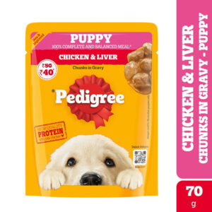 Pedigree Chicken & Liver Chunks in Gravy Puppy Wet Dog Food - 120x70g