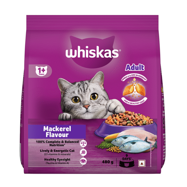 Whiskas Mackerel Flavour Adult Cat Dry Food - 3kg