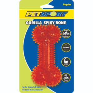 Petsport Gorilla Spiky Bone Toy for Dogs (Blue & Red) - 16cm