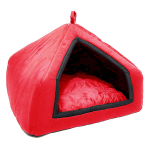 Fluffy's Pawsome Premium Soft Velvet Fabric Bed for Dogs and Cats (Red) - L