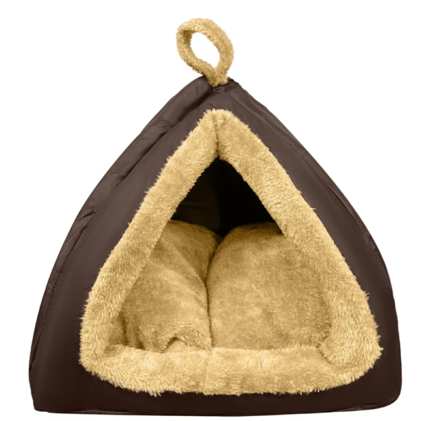 Fluffy's Washable Hut Bed for Dogs and Cats (Brown) - L