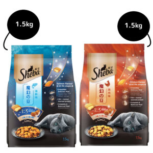 Sheba Salmon Flavour and Chicken Flavour Irresistible All Life Stage Cat Dry Food Combo (Limited Shelf Life) - 1.5kg+1.5kg