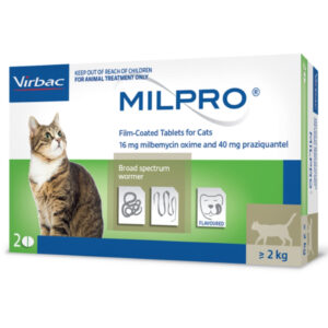 Virbac Milpro Dewormer for Cats - 1 Strip (2 Tablet)