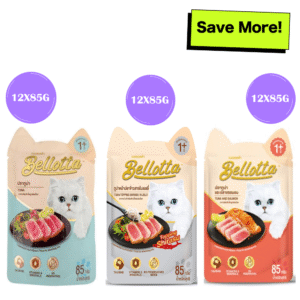 Bellotta Tuna in Gravy, Tuna Topping Shirasu in Jelly and Tuna & Salmon in Gravy Cat Wet Food Combo - 36x85g