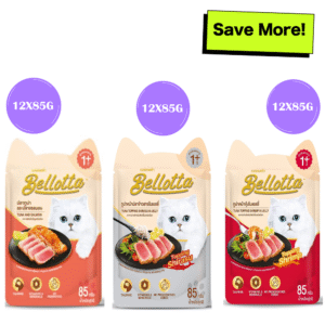 Bellotta Topping Shrimp, Shirasu in Jelly and Tuna & Salmon in Gravy Cat Wet Food Combo - 36x85g (36pcs)