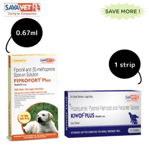Dewormer and Tick & Flea Control Spot On Combo for Small Dogs (upto 10kg) - 0.67mL + 1 strip