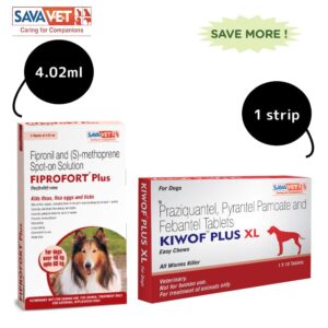 Dewormer and Tick & Flea Control Spot On Combo for Gaint Dogs (Above 40kg) - 4.02mL+1Strip