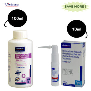 Virbac Epiotic Ear Cleanser (100ml) and Easotic Ear Drops (10ml) Combo - 100mL + 10mL