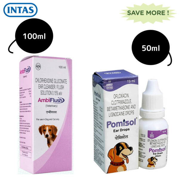 Intas Ambiflush Ear Cleanser (100ml) and Intas Pomisol Ear Drops (15ml) Combo - 100mL + 15mL