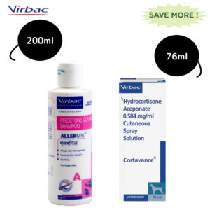 Virbac Cortavance Spray (76ml) and Allermyl Shampoo (200ml) Itch Relief Combo - 200mL + 76mL