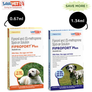Savavet Fiprofort Plus (Fipronil) Tick & Flea Control Spot On for Dogs Upto 10kg and 10 -20kg Combo - Upto 10kg + 10 -20kg