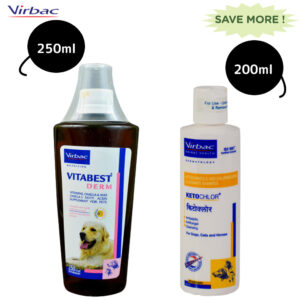 Virbac Vitabest Derm Omega Syrup (250ml) and Ketochlor Shampoo (200ml) Combo - 250ml+200ml