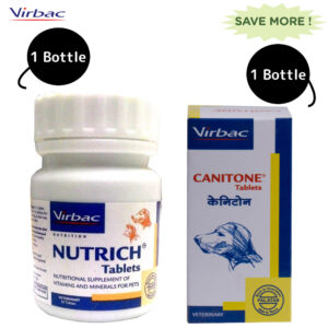 Virbac Canitone Tablets (30 tablets) and Nutrich Tablets (30 Tablets) for Dogs & Cats Combo - 30 tablets + 30 tablets