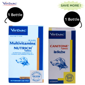 Virbac Canitone Tablets (30 tablets) and Nutrich Tablets (60 Tablets) for Dogs & Cats Combo - 30 tablets + 60 tablets