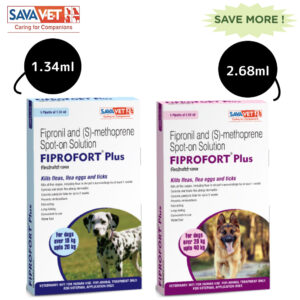 Savavet Fiprofort Plus Tick & Flea Control Spot On for Dogs 10 -20kg and 20 -40kg Combo - 10 -20kg (1.34ml) + 20 -40kg (2.68ml)
