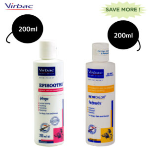 Virbac Episoothe Oatmeal Shampoo (200ml) and Ketochlor Shampoo (200ml) Combo - 200ml+200ml