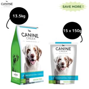 Canine Creek Ultra Premium Adult Dry Dog Food and Real Chicken Gravy Adult Dog Wet Food Combo - 13.5kg + 15x150g
