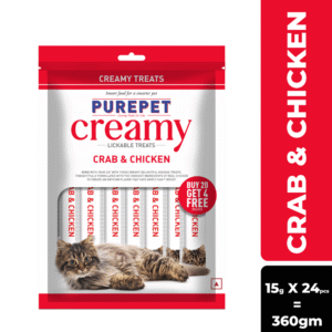 Purepet Crab and Chicken Lickable Creamy Treats for Cats - 24x15g(24pcs)