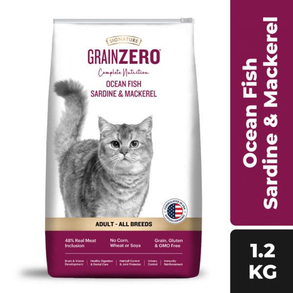 Signature Grain Zero Ocean Fish, Sardine and Mackerel Adult Cat Dry Food - 3kg