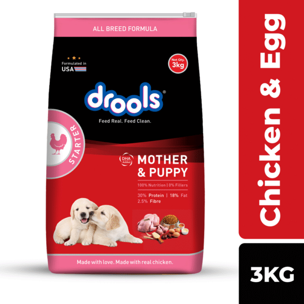 Drools Chicken and Egg Mother and Puppy Dog Dry Food - 1kg+Container Free