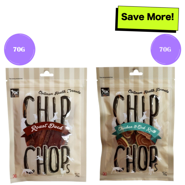 Chip Chops Chicken & Codfish Rolls and Roast Duck Strips Dog Treats Combo - 70g+70g
