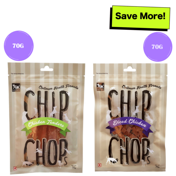 Chip Chops Tender Chicken and Diced Chicken Dog Treats Combo - 70g+70g