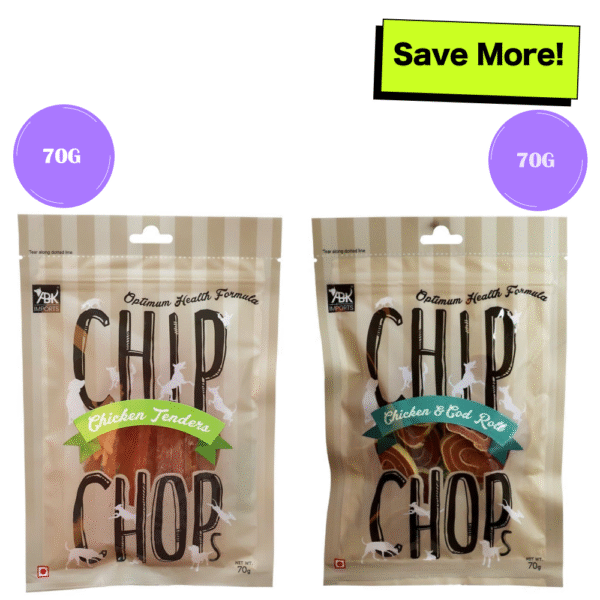 Chip Chops Chicken & Codfish Rolls and Chicken Tenders Dog Treats Combo - 70g+70g