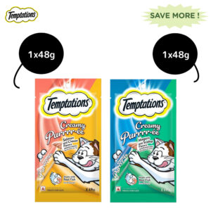 Temptations Creamy Purrrr ee Salmon & Cheese and Creamy Purrrr ee Maguro & Scallop Cat Treats Combo - 2x48g (8pcs)