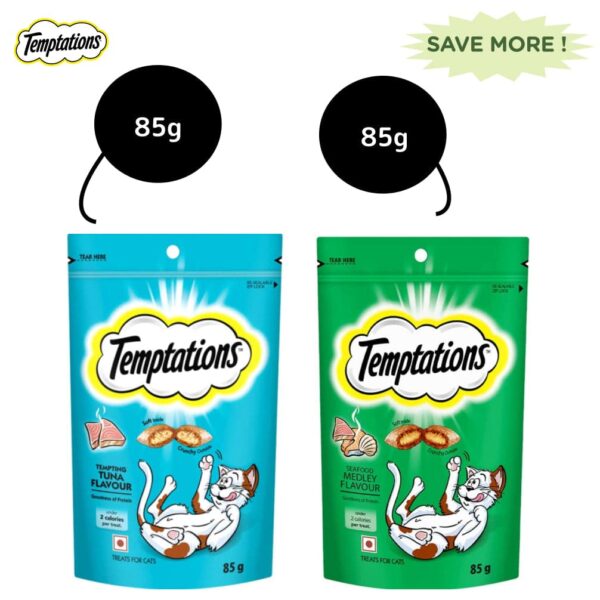 Temptations Tempting Tuna and Seafood Medley Flavour Cat Treats Combo - 2x85g