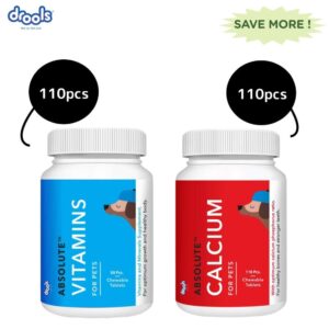 Drools Absolute Vitamin and Absolute Calcium Dog Supplement Tablets Combo - 110pcs+110pcs