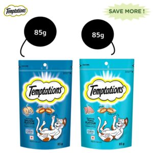 Temptations Tempting Tuna and Savoury Salmon Flavour Cat Treats Combo - 12x85g