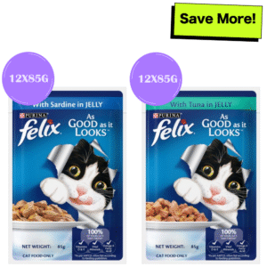 Purina Felix Sardine and Tuna with Jelly Adult Cat Wet Food Combo - 24x85g