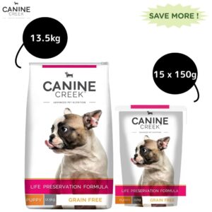 Canine Creek Ultra Premium Puppy Dry Food and Real Chicken Gravy Puppy Wet Food Combo - 13.5kg + 15x150g