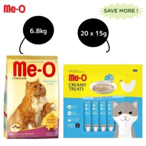 Me O Creamy Chicken & Liver Cat Treat and Adult Persian Dry Cat Food Combo - 300g+6.8kg