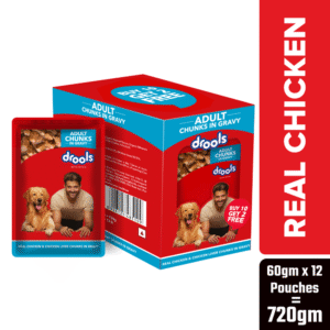 Drools Real Chicken & Chicken Liver Chunks in Gravy Adult Dog Wet Food (60g) - 10+2 x 60g