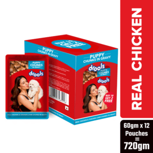 Drools Real Chicken & Chicken Liver Chunks in Gravy Puppy Dog Wet Food (60g) - 10+2 x 60g