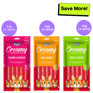 Drools Tuna & Bunito , Salmon & Skipjack and Crab & Chicken Creamy Cat Treats Combo - 3x75g (15pcs)