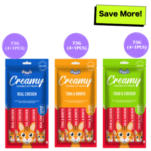 Drools Tuna & Bunito, Crab & Chicken and Real Chicken Creamy Cat Treats Combo - 3x75g (15pcs)