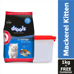 Drools Mackerel Kitten (1 to 12 Months) Cat Dry Food - 1kg (Free Container)