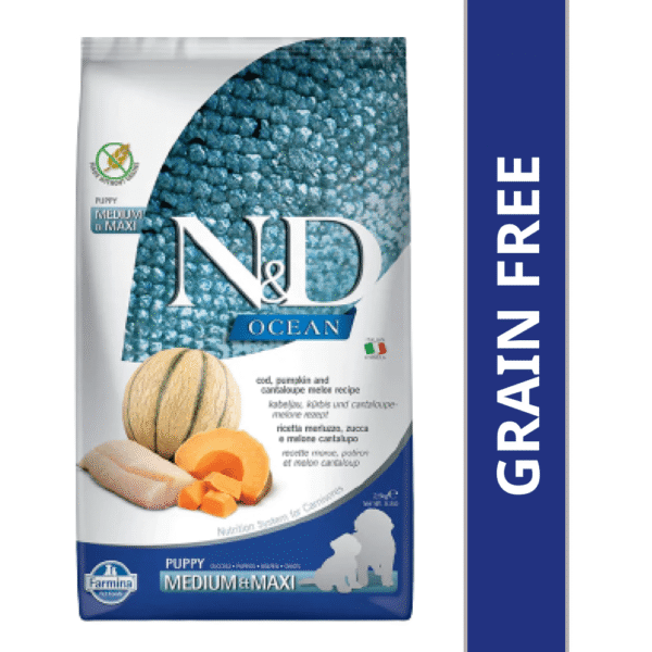 Farmina N&D Ocean Codfish Pumpkin & Cantaloupe Melon Puppy Medium & Maxi Dry Food - 2.5kg