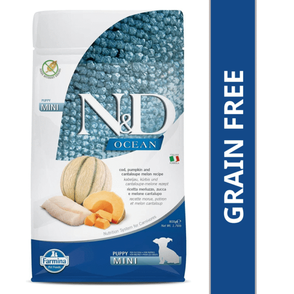Farmina N&D Ocean Codfish Pumpkin & Cantaloupe Melon Puppy Mini Dry Food - 1.6kg (2x800g)