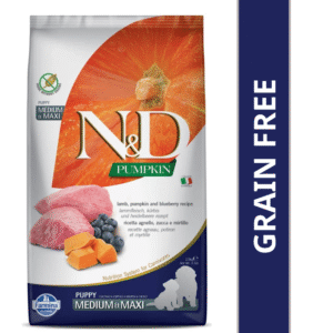 Farmina N&D Pumpkin Lamb & Blueberry Grain Free Puppy Medium Maxi Dog Dry Food - 12kg